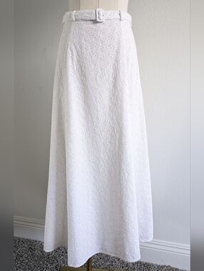 Reformation Cole Belted Eyelet Midi Skirt White